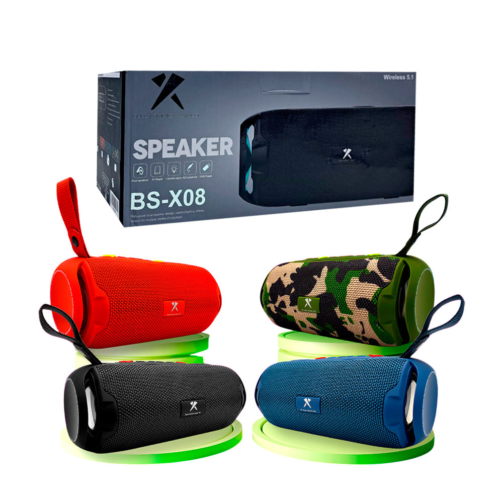 Bocina Speaker ovalada bluetooth con luces rgb + correa, puerto usb tf, tipo c y auxiliar, variedad de colores / bs-x08